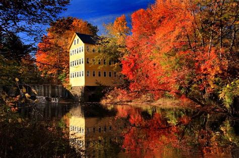 Old Mill On The River Fall Autumn Colors Nature River Trees Old