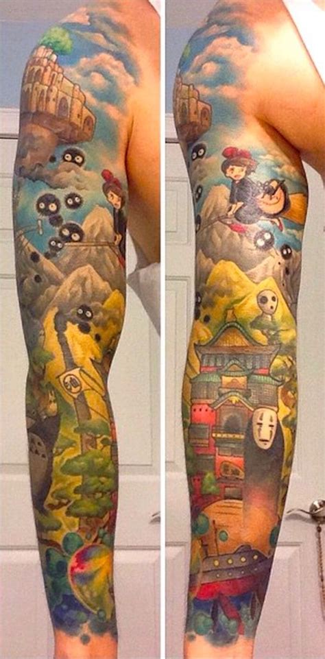 Man Gets Inked With Impressive Studio Ghibli Inspired Full Sleeve Tattoo Full Sleeve Tattoos