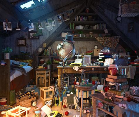 Bedroom Scene With Items For Hidden Object Game Simon Telezhkin On