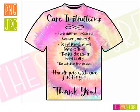 Tie Dye Wash Instructions Printable