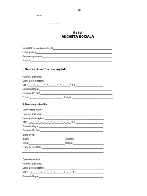 Ancheta Sociala Model Pdf