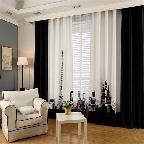 Black And White Color Block Patterned Insulated Curtains