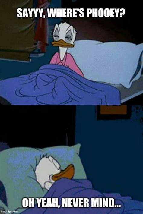Sleepy Donald Duck In Bed Imgflip