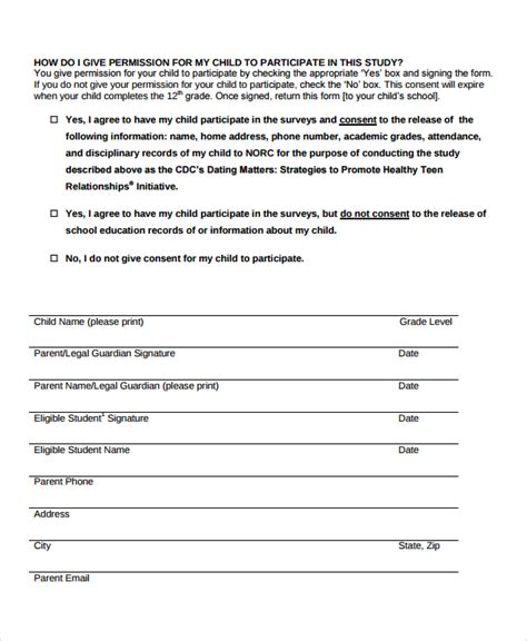 Free 6 Sample Survey Consent Forms In Pdf Ms Word
