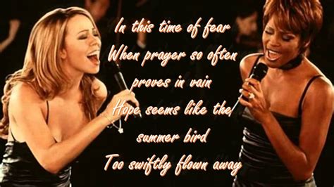 Mariah Carey Ft Whitney Houston When You Believe Lyrics Youtube