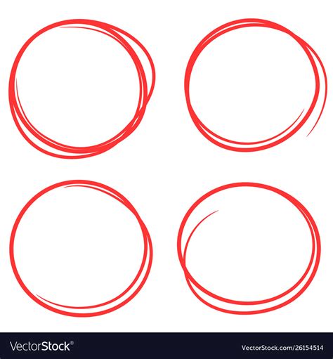 Set Hand Drawn Red Scribble Circles Royalty Free Vector