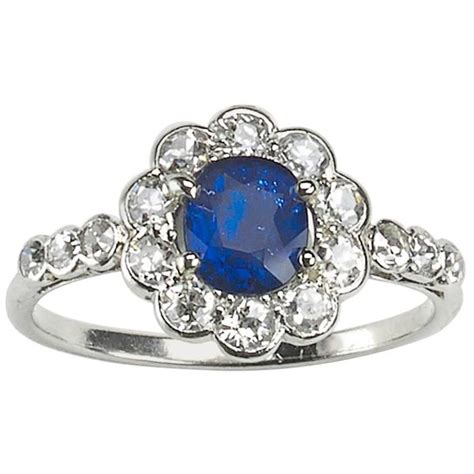 Sapphire And Diamond Cluster Ring For Sale At 1stdibs