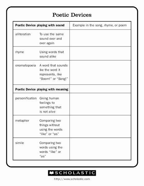 Literary Devices Worksheets With Answers
