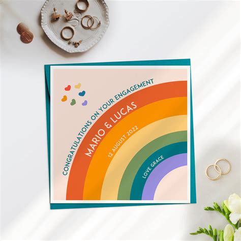 Personalised Rainbow Engagement Card By Lisa Marie Designs
