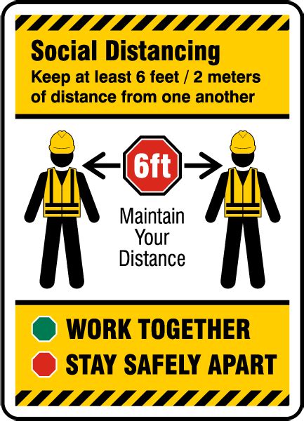 Select from premium excavation safety of the highest quality. Social Distancing Construction Sign D6250, by SafetySign.com