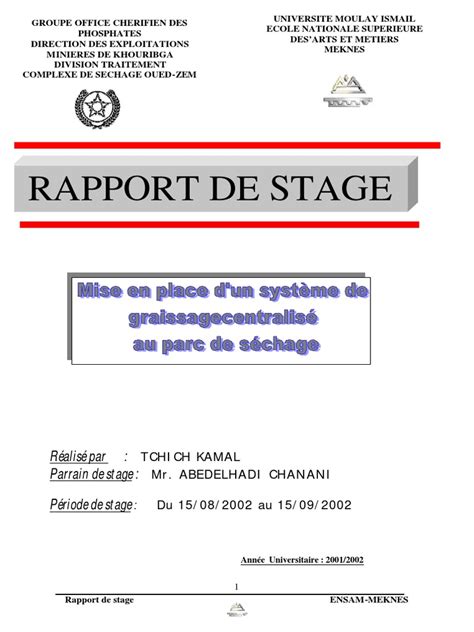 Pdf Rapport De Stage Ocp Dokumentips