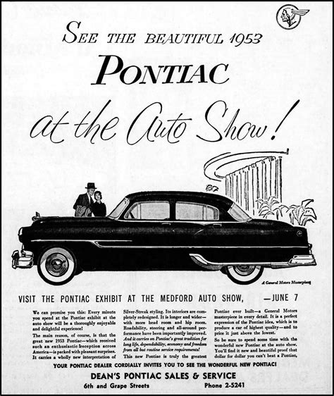 Vintage Newspaper Advertising For The 1953 Pontiac Automobile In The