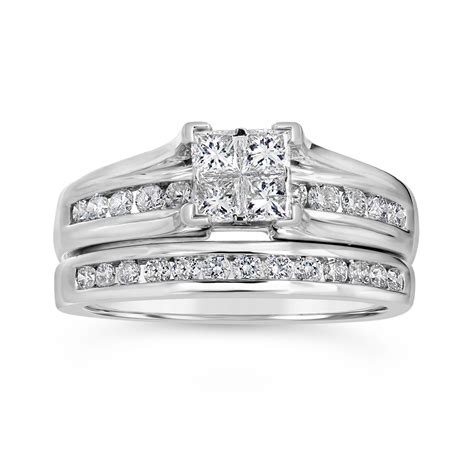 10k White Gold Diamond Bridal Set 100ctw I1i2ij Crescent Jewellers