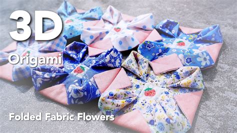 Folded Fabric Flowers┃3 D Origami Flower Quilt Block Handymum Youtube