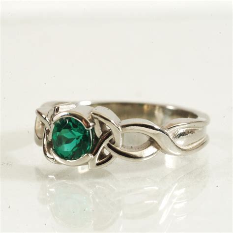 Celtic Emerald Engagement Ring With Trinity Knot By Celticeternity