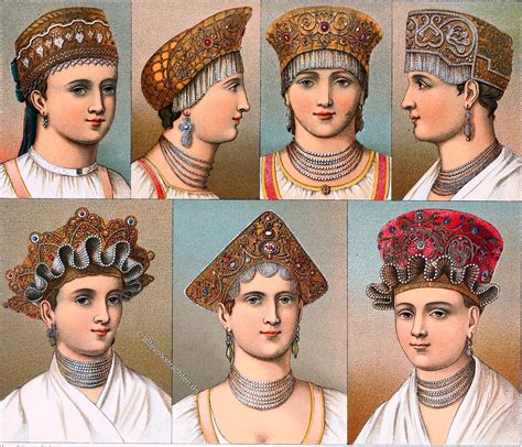 Russian Traditional Hoods Headdress Of Women From The People