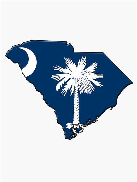South Carolina State Flag And Outline Sticker By Davedinho