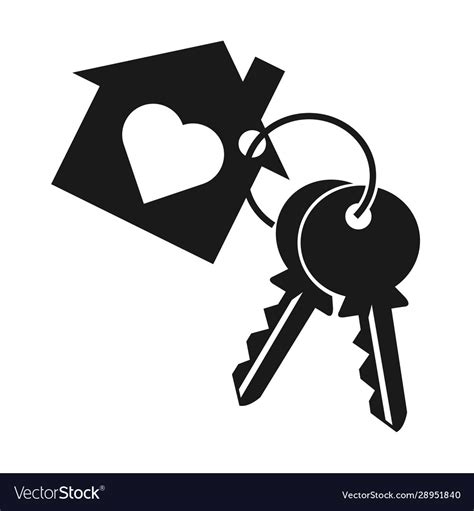 House with heart two key and key ring keychain Vector Image