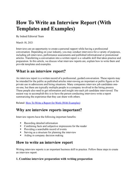 How To Write An Interview Report Depending On Your Industry You May