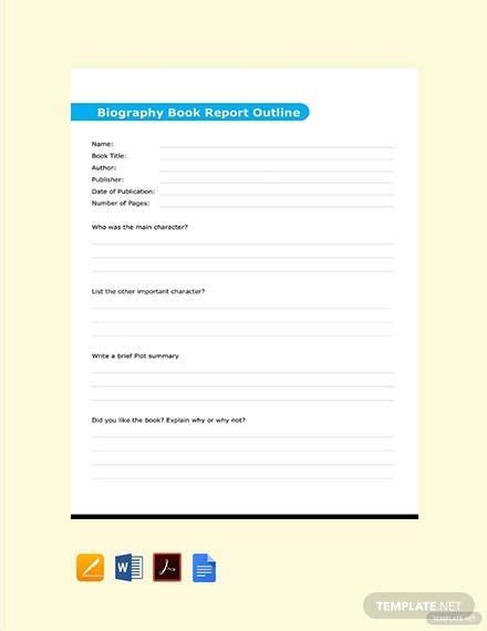 Biography Book Report Outline Template Word Apple Pages Pdf