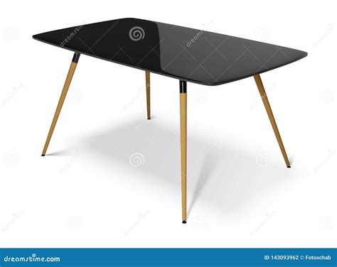 Black Table With Wooden Legs Vector Illustration Stock Vector