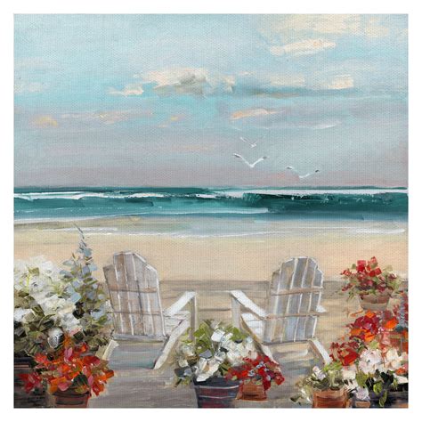 Fine Art Canvas Summer Seabreeze Beach Chairs By Sally Swatland Canvas