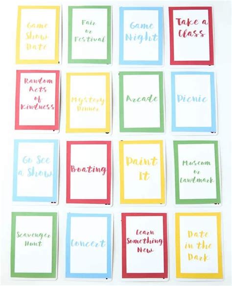 Free Printable Date Night Cards And 150 Date Night Ideas Diy Cards For