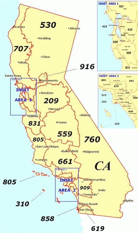 Southern California Area Code Map