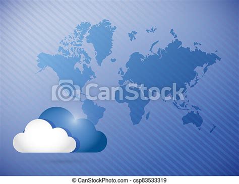Cloud Computing World Map Concept Illustration Design Background