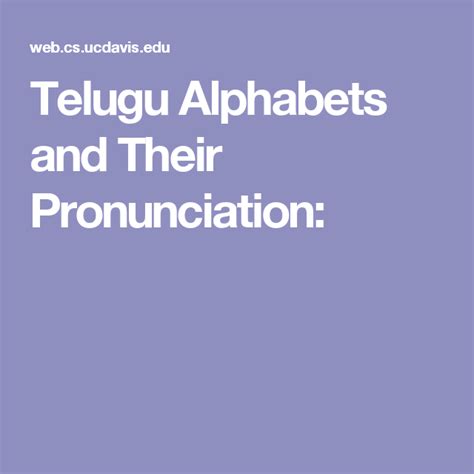 Telugu Alphabets And Their Pronunciation Ahg Freshman Telugu