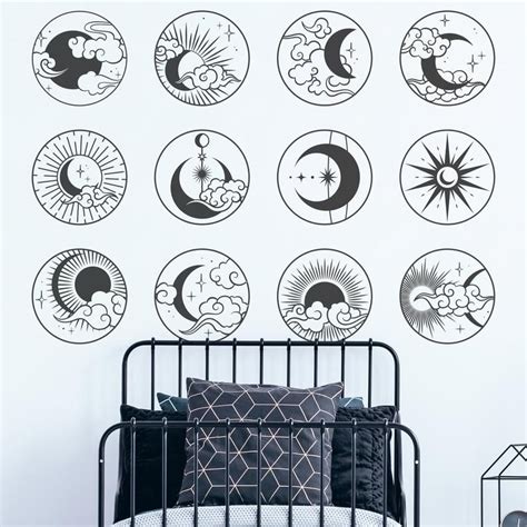 Mystical Sun Moon Wall Decals Celestial Elements Wall Decals Etsy In