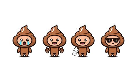 Premium Vector Cute Poop Mascot Character Design Illustration Set