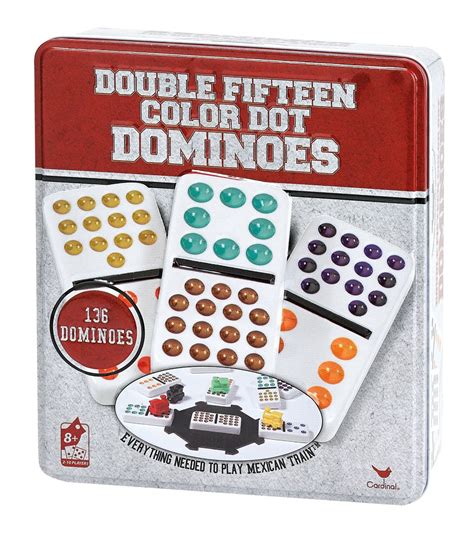 Double 15 Color Dot Dominoes In A Collectors Tin Gamedicechip