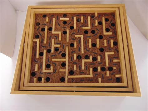 Vintage Wooden Labyrinth Maze Game Board W3 Marbles Tested Etsy