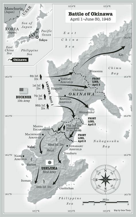 In 1943, the us forces were in a position to attack the retreating japanese. Battle of okinawa map