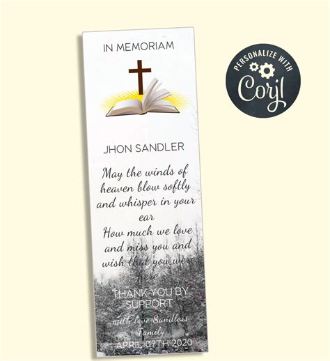 In memoriam card a bookmark funeral prayer card in memoriam | Etsy