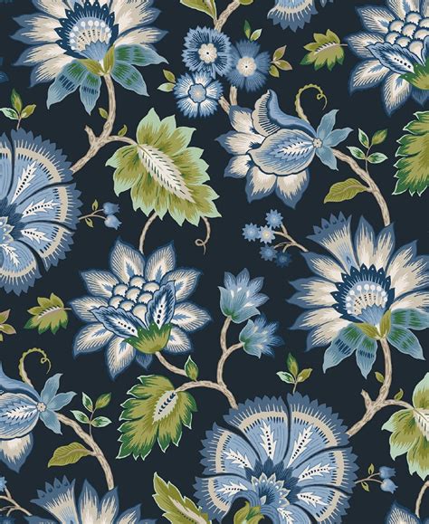 Nextwall Jacobean Floral Peel And Stick Wallpaper In Midnight Blue