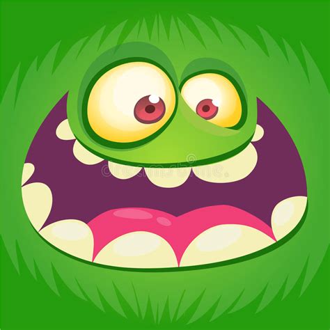 Cartoon Monster Face Vector Halloween Green Happy