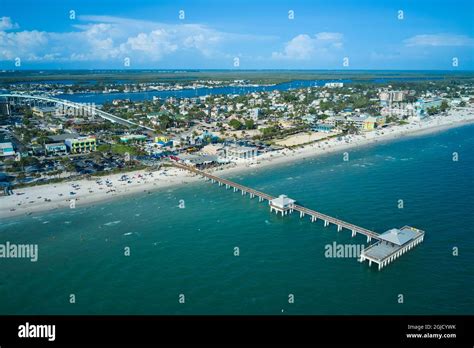 Usa Florida Fort Myers Beach Aerial View Of The Fort Myers Pier