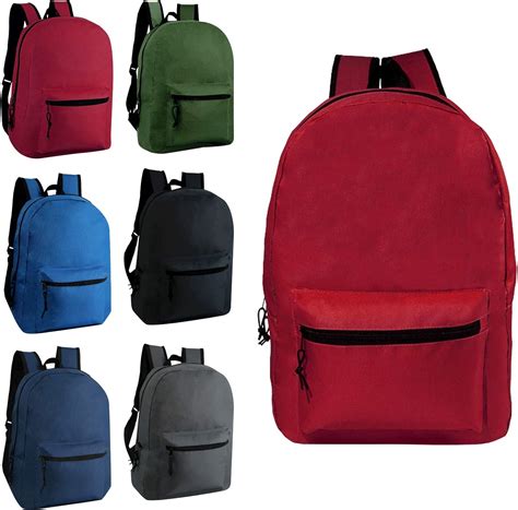 24 Pack 15 Inch Wholesale Classic Basic Backpack In 6