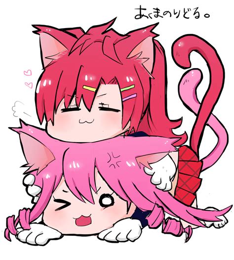 Safebooru 2girls Akuma No Riddle Animal Ears Cat Ears Cat Tail Chibi