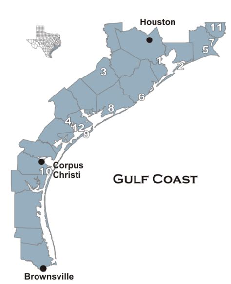 Map Of Texas Gulf Coast Region Map Vector