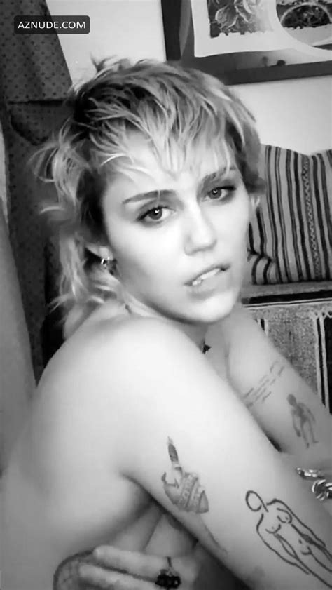 Miley Cyrus Poses Topless Covering Her Nude Tits With Hands Aznude