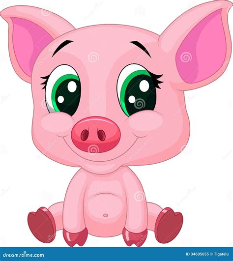 Cute Baby Pig Cartoon Stock Vector Illustration Of Pork 34605655