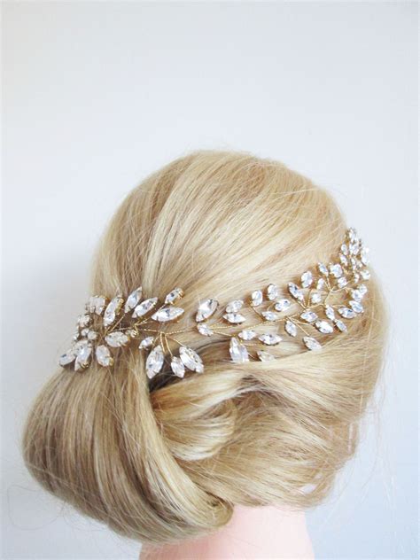 Crystal Hair Vine In Gold Silver Or Rose Gold Crystal Headband