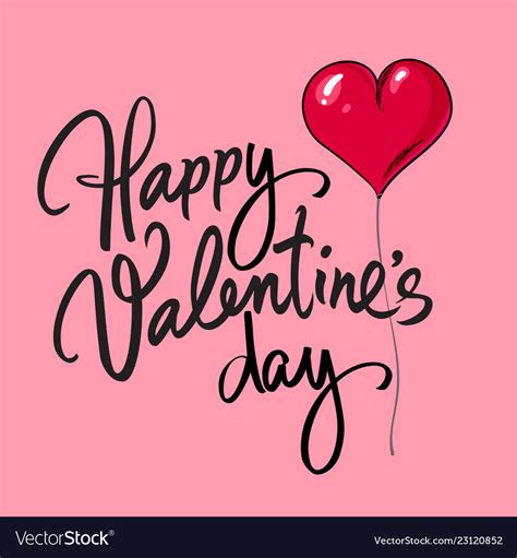 Happy Valentines Day Card With Handwritten Vector Image