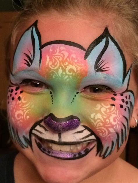 Cute Kitty Cat Face Paint Bam Stencil Used For Texture
