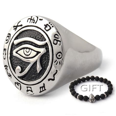Buy Wedjat Eye Of Horus God Of Egypt Ring For Men 316L Stainless Steel