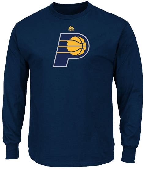 Indiana Pacers Mens Blue Majestic Logo 2 Long Sleeve T Shirt Indiana