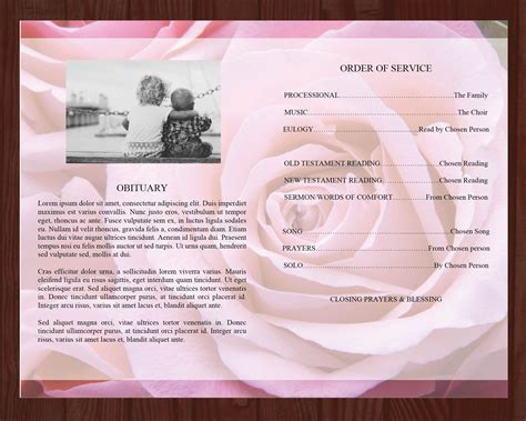 4 Page Pink Blossom Funeral Program Template Prayer Card Funeral